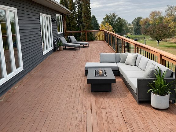 Back deck. Full length of home.