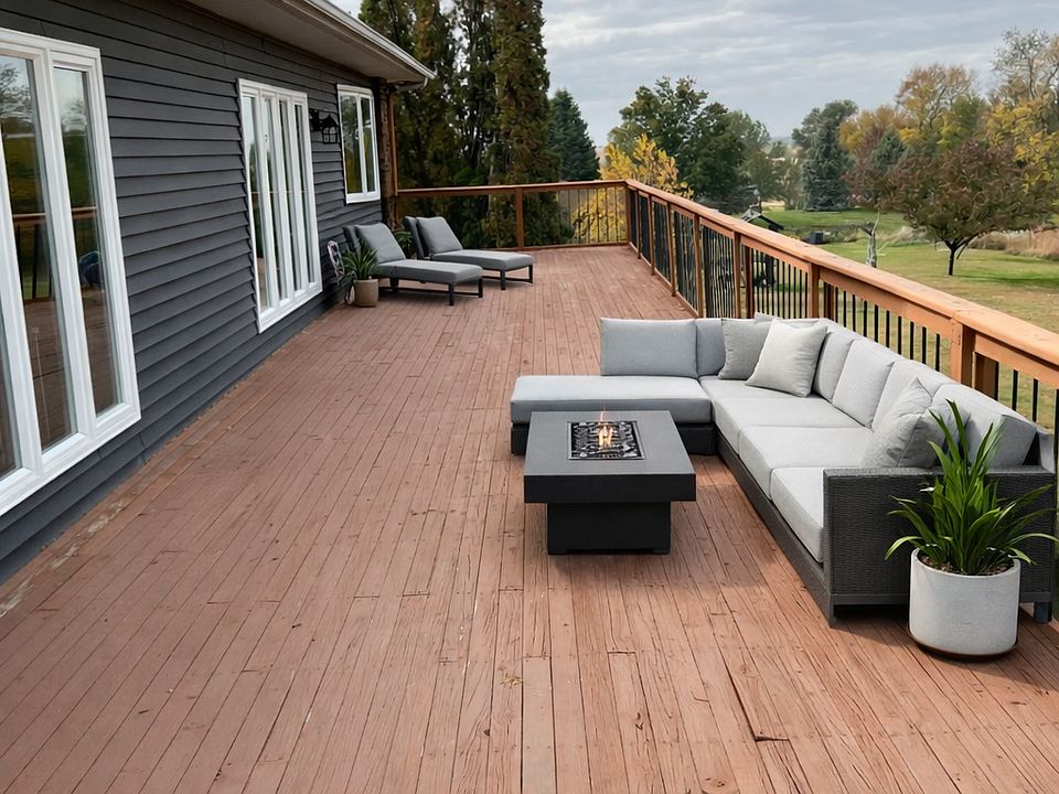 Back deck. Full length of home.