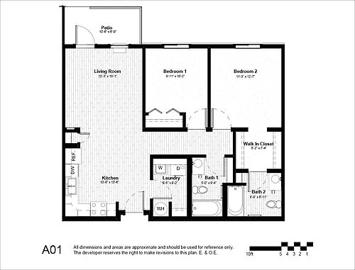 Floor plan Two Bedroom Two Bath