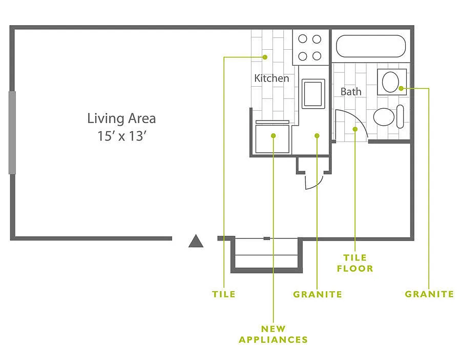 Floor plan Studio | 1 Bath