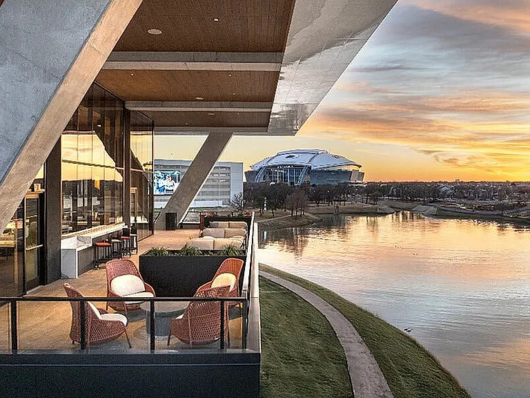 Amenity level balcony with views of AT&T Stadium.