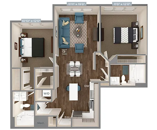 Floor plan B1-D1-1019