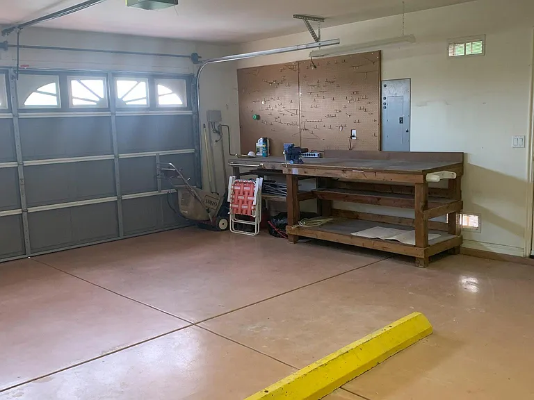 2 car garage with tool bench