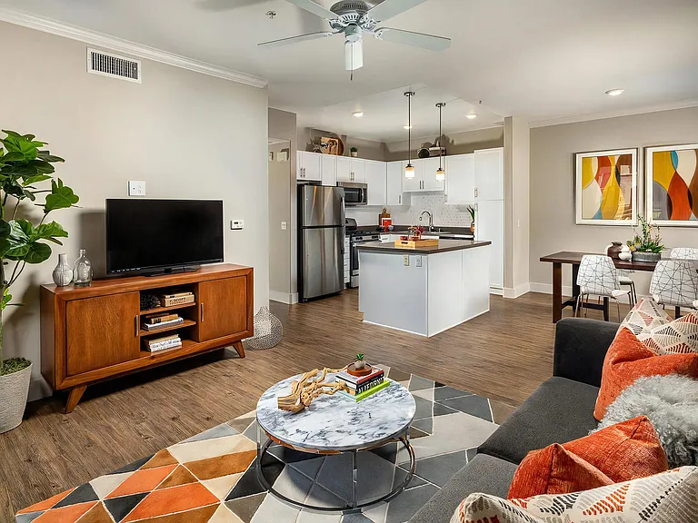 Modern Apartment Interior With Wood-Style Flooring and Natural Light