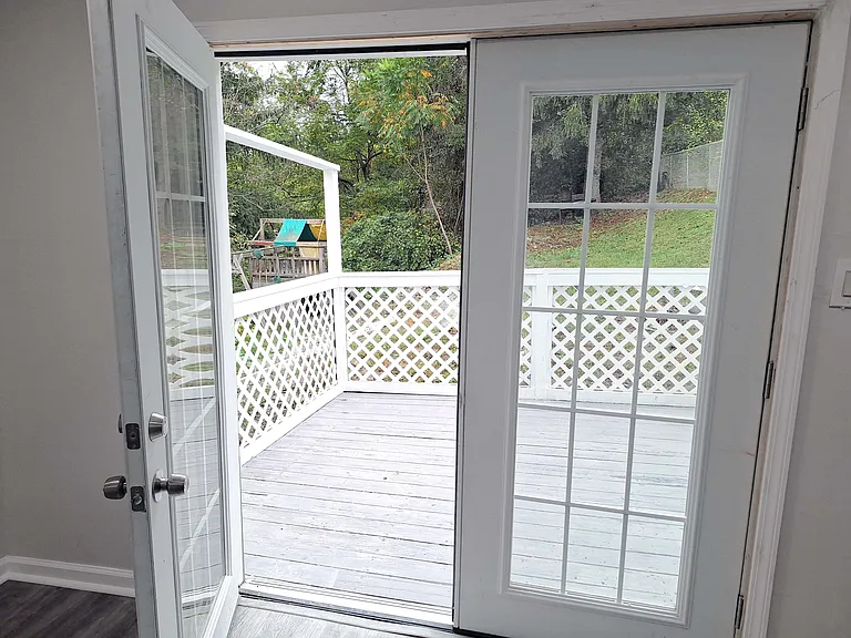 French doors to the deck and patio
