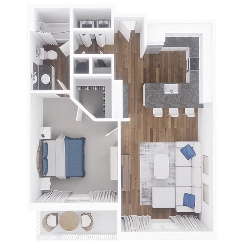 Floor plan 1x1 763 sqft