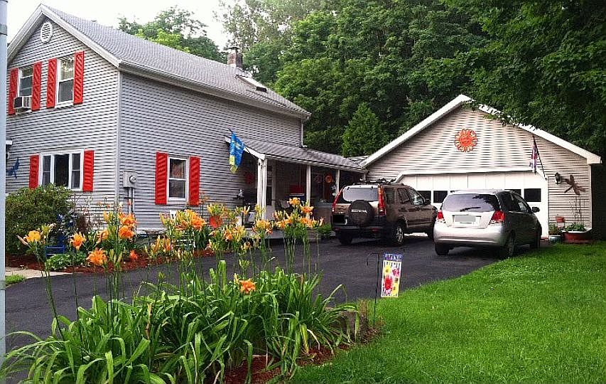 Paved drive and 2 car garage