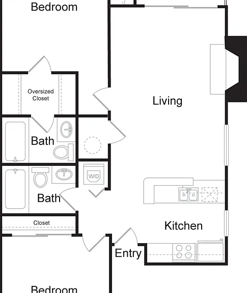 Two Bedroom, Two Bathroom (930 sq ft) Two Bedroom, Two Bathroom (930 sq ft)