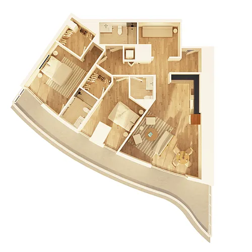 Floor plan 2 BD + Den Type B (B05D)