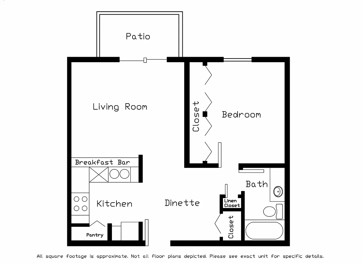 Floor plan Remodeled One Bedroom - A