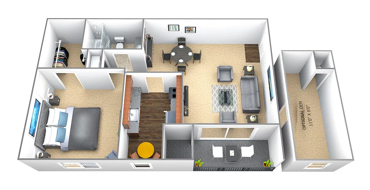 Floor plan 1 Bedroom 1 Bath