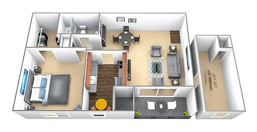 Floor plan 1 Bedroom 1 Bath