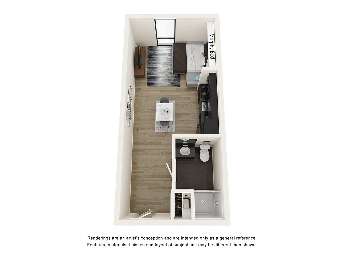 Floor plan Studio, 1 Bathroom