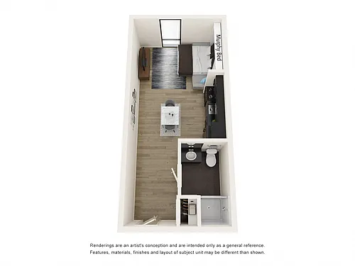 Floor plan Studio, 1 Bathroom