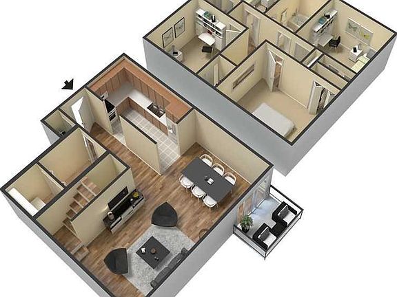 3D Floor Plan Furnished