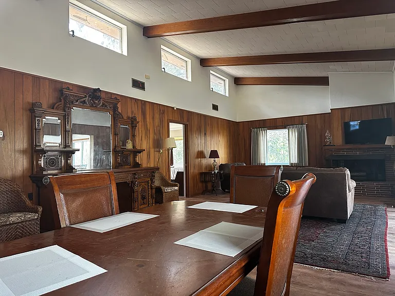Dining area and living room.