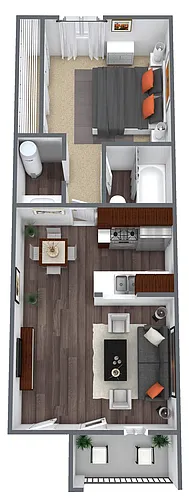 Floor plan A1: 1 Bed 1 Bath