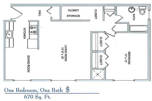 Floor plan 1Bed 1Bath