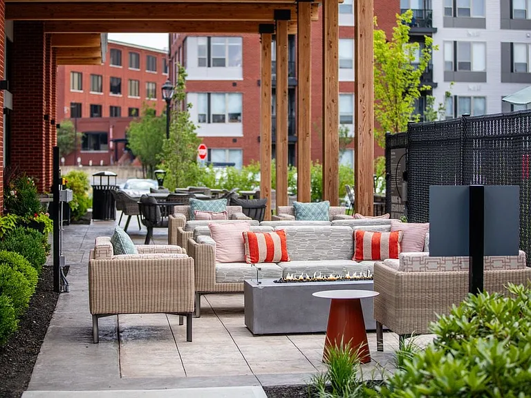 Outdoor lounge with firepits