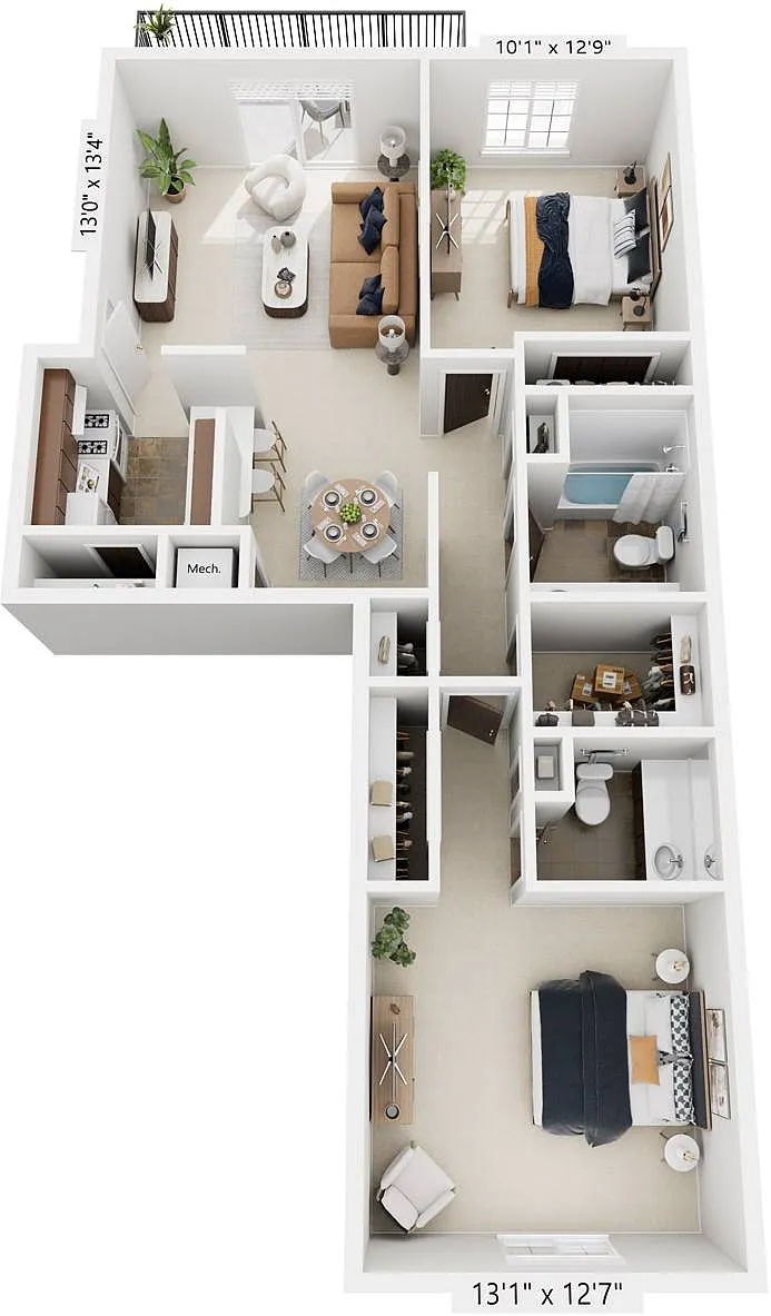 Floor plan Walk-thru Two Bedroom