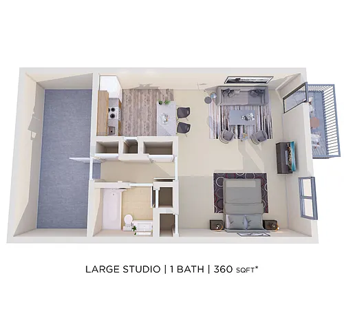 Floor plan Studio - 360 sqft