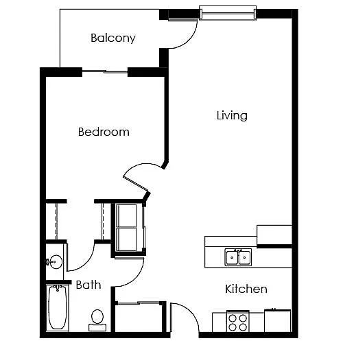 Floor plan 1 Bed / 1 Bath 800 sq ft