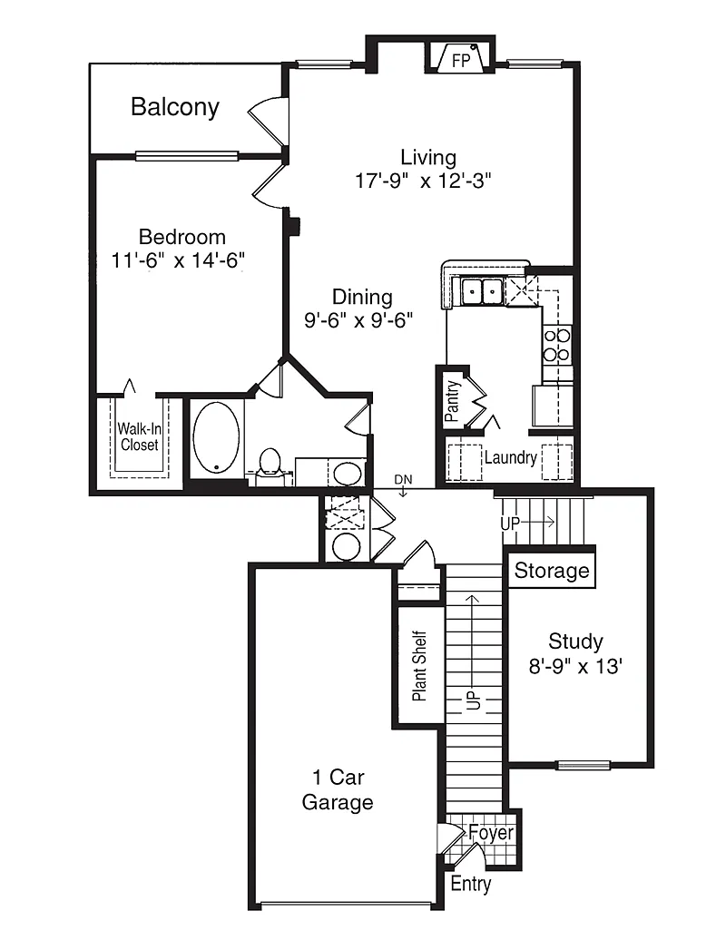 Floor plan A3 Renovated Attached Garage Included