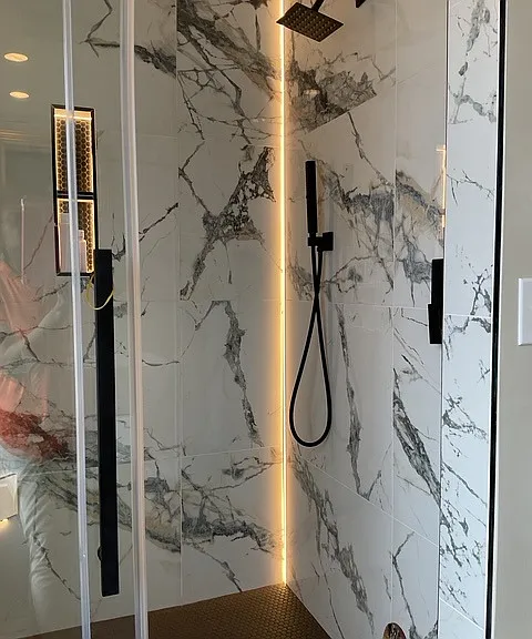 Shower has embedded lights