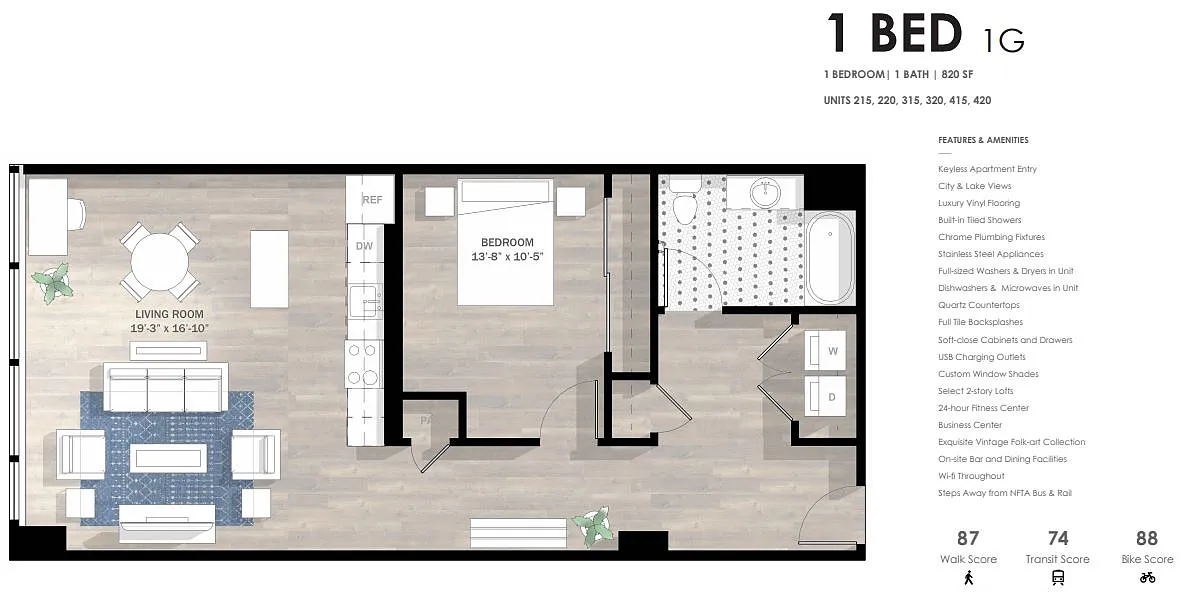 Floor plan 1 Bed 1G