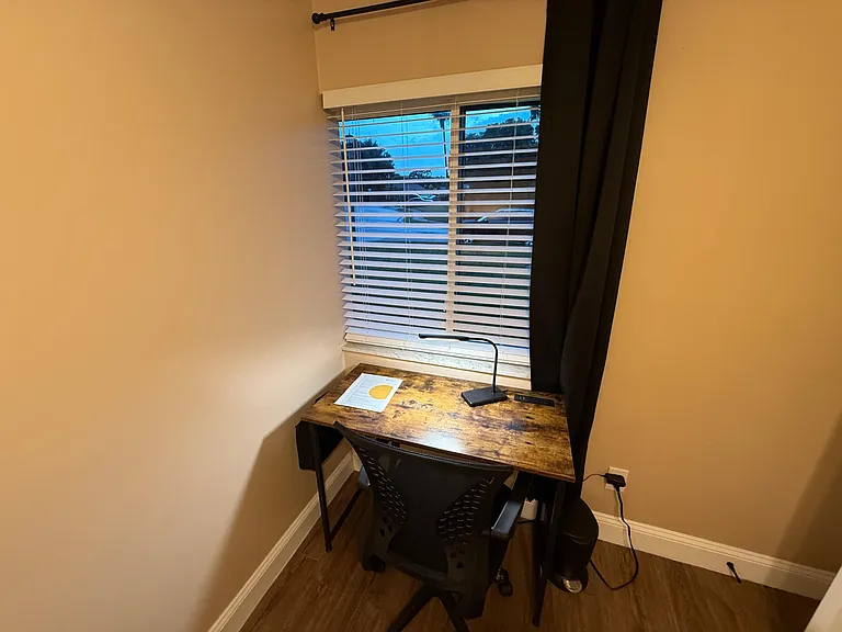 Desk with light and office chair