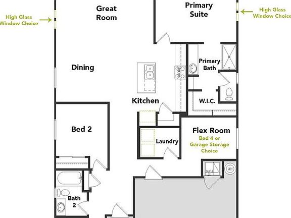 This is the Yucca Floorplan. Options and upgrades may vary.