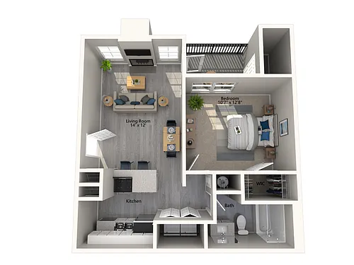Floor plan Aspen 1x1