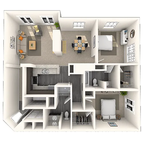 Floor plan Traditional 2x2 1261 SF