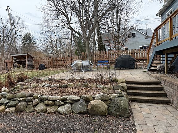 View from drive of back patio
