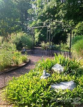 Paths leading to a gazebo