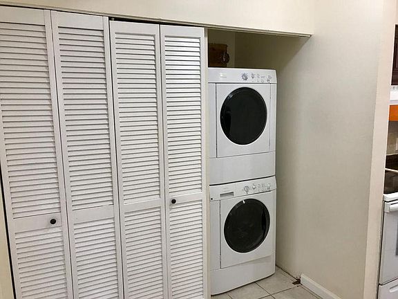 Location for washer/dryer hookups - appliances shown not included.