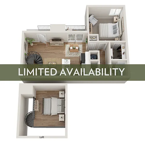 Floor plan 1BR/1BA - B