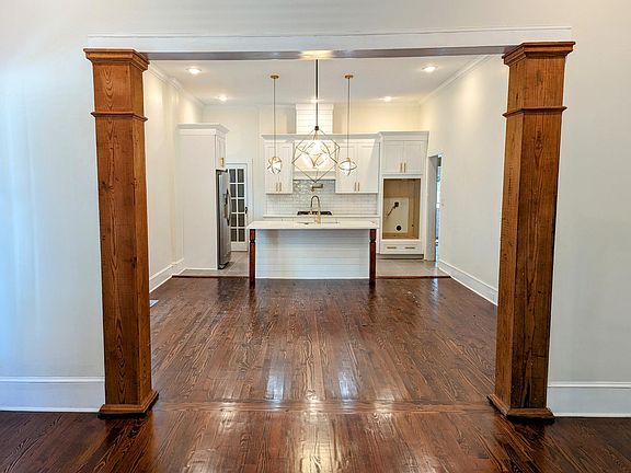 View from living room into kitchen