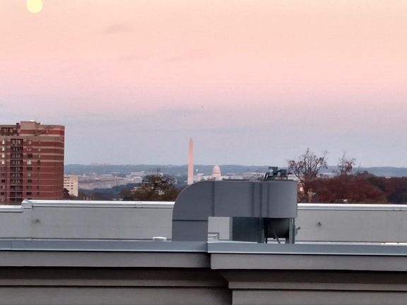 Monuments and moon view from balcony