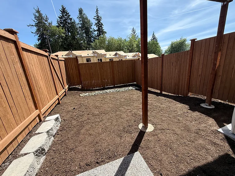 private fully fenced backyard, will plan to make new paved stone to make it easy maintaince.