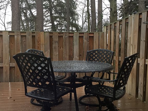 Fenced in trek deck patio.