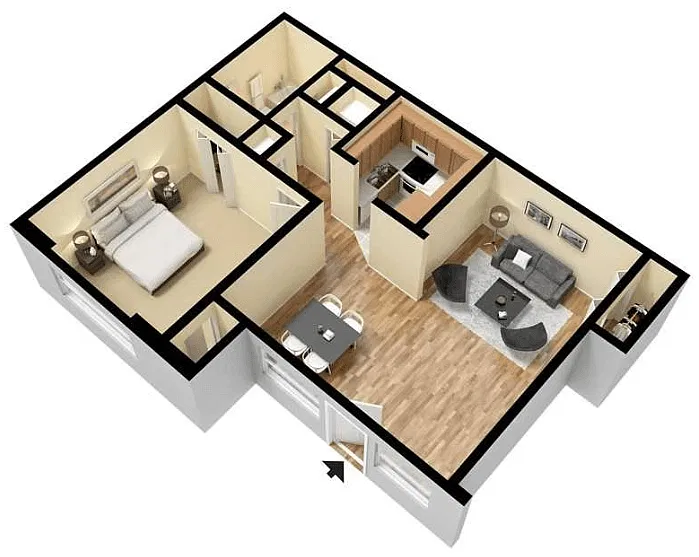 Floor plan 1 Bedroom 1 Bathroom
