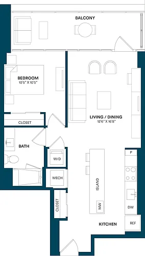 Floor plan 1 Bed/1 Bath-B1 05 09