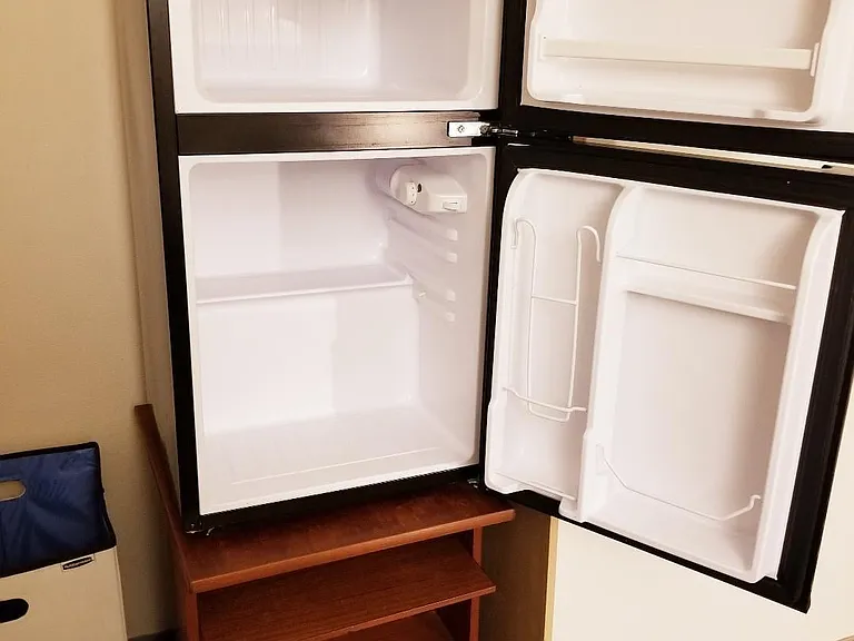 Ivory Room - Furnished - Mini Fridge, shelf space, clothes hamper.