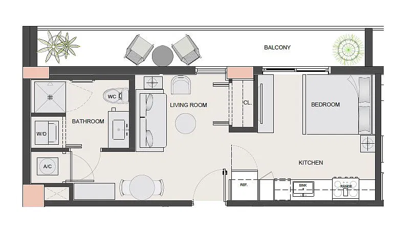Floor plan 0x1 - 445sqft - S10 - W100