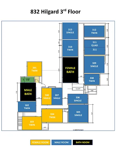 Floor plan 832 Hilgard Room 310-A
