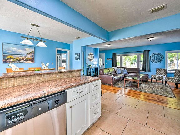 Kitchen looking into living room