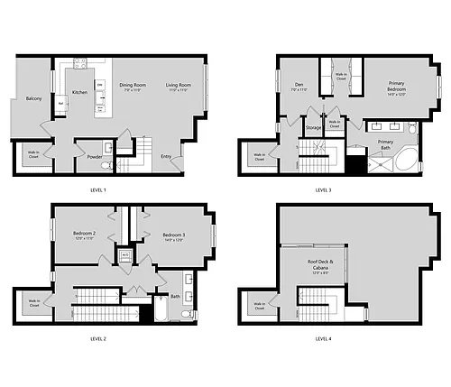 Floor plan 3 Bed 2.5 Bath Townhouse + Den