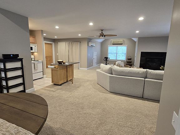 View from dining area. Dining chairs not shown and will be delivered soon.