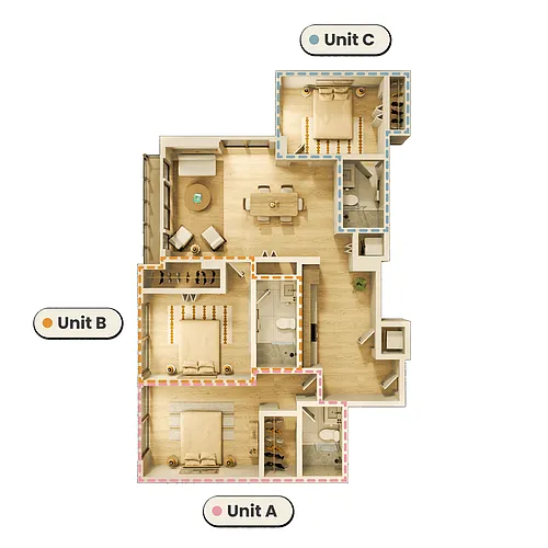 Floor plan Rent By Bedroom (3G)